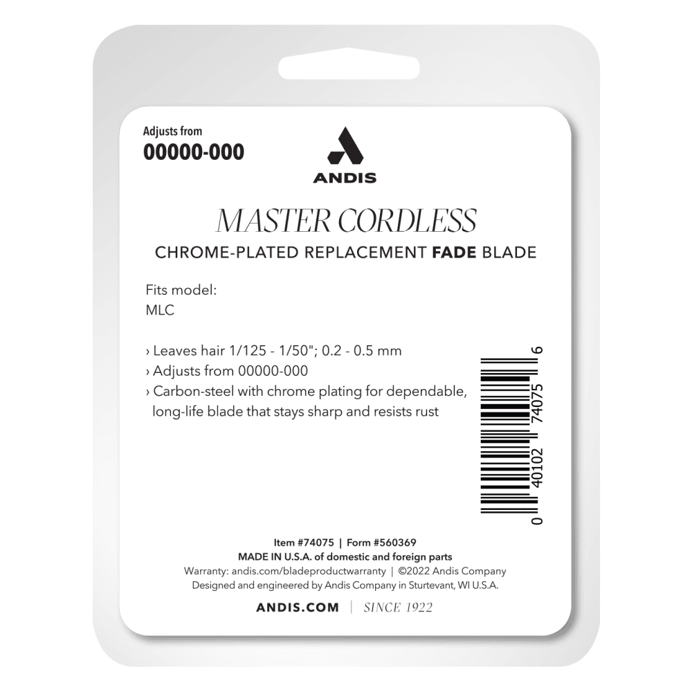 Andis Master® Cordless Li Chrome Plated Replacement Fade Blade, Size 00000-000